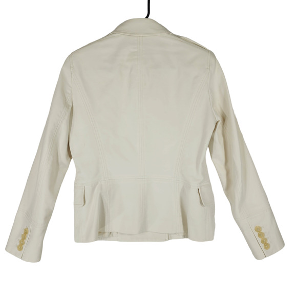 Calvin Klein Double Breasted Pea Coat sz 6 Women Ivory Cream Cotton Lined Jacket - Picture 3 of 12